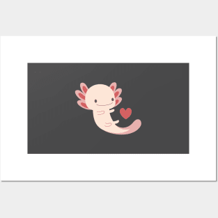 Axolotls hearts and bubble Posters and Art